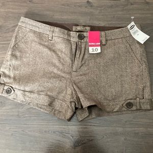 NWT. Brown tweed shorts. Ultra low waist.